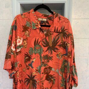 TOMMY BAHAMA BIG and TALL 100% SILK TROPICAL SHIRT SIZE XXL Palm Trees + Rum